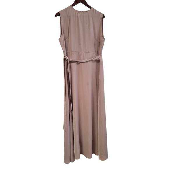 New Inayah Almond Sleeveless Slip Maxi Dress With Tie Size XL 56 Modest - Picture 1 of 5